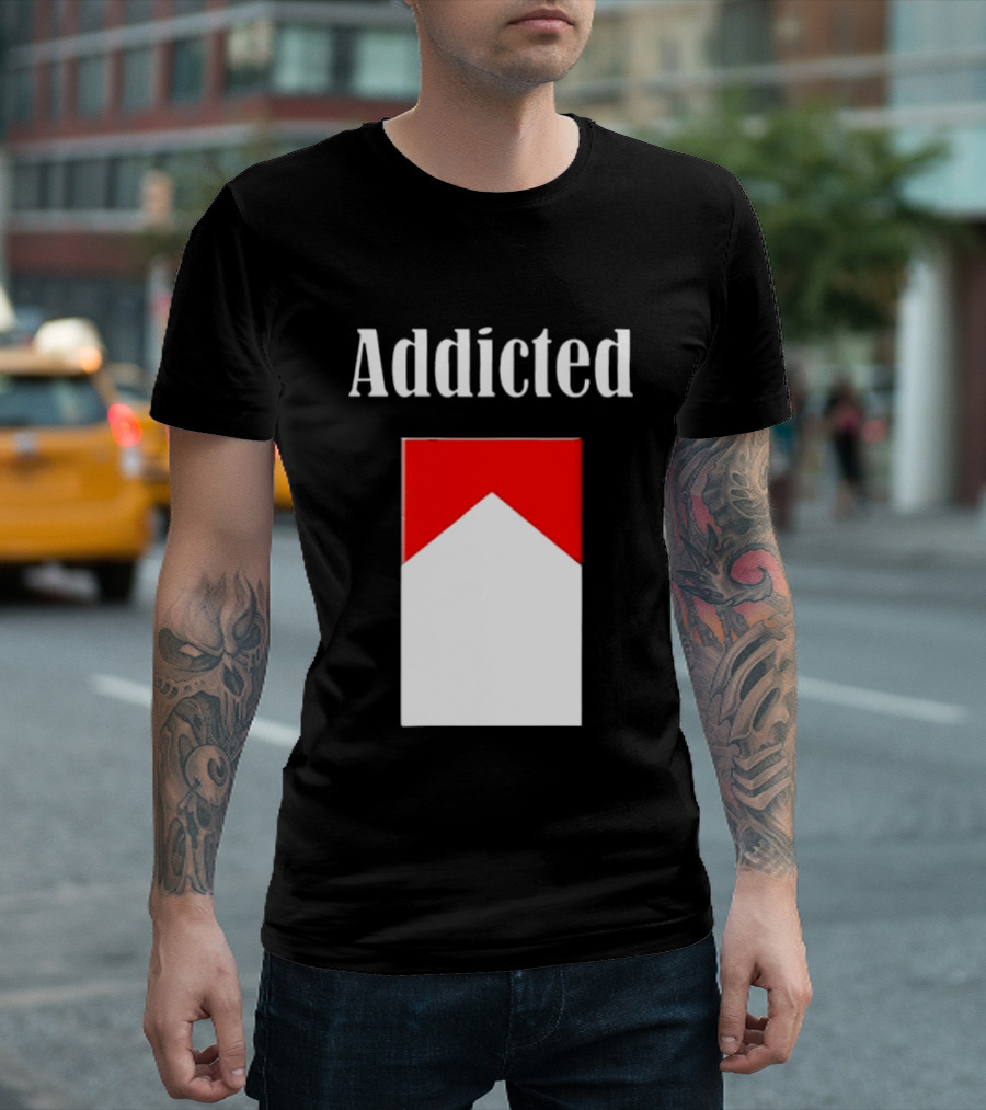 Addicted Cigarette Box Red And White T-Shirt
