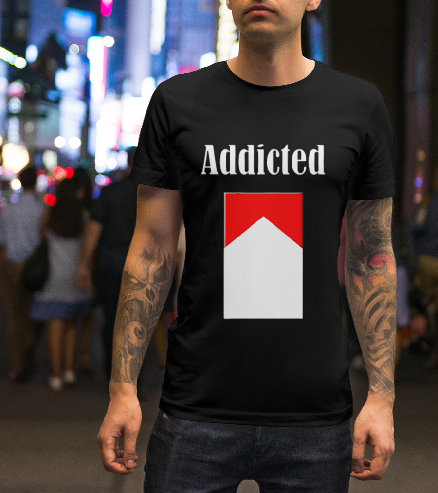 Addicted Cigarette Box Red And White T-Shirt