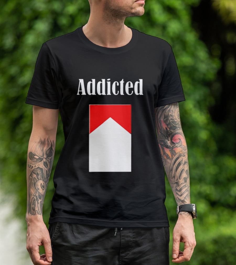 Addicted Cigarette Box Red And White T-Shirt