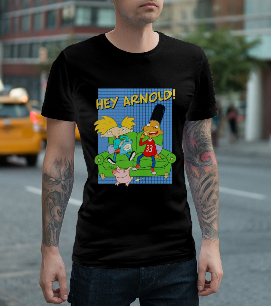 Hey Arnold Gerald And Abner Football Cartoon Couch Sitting T-Shirt
