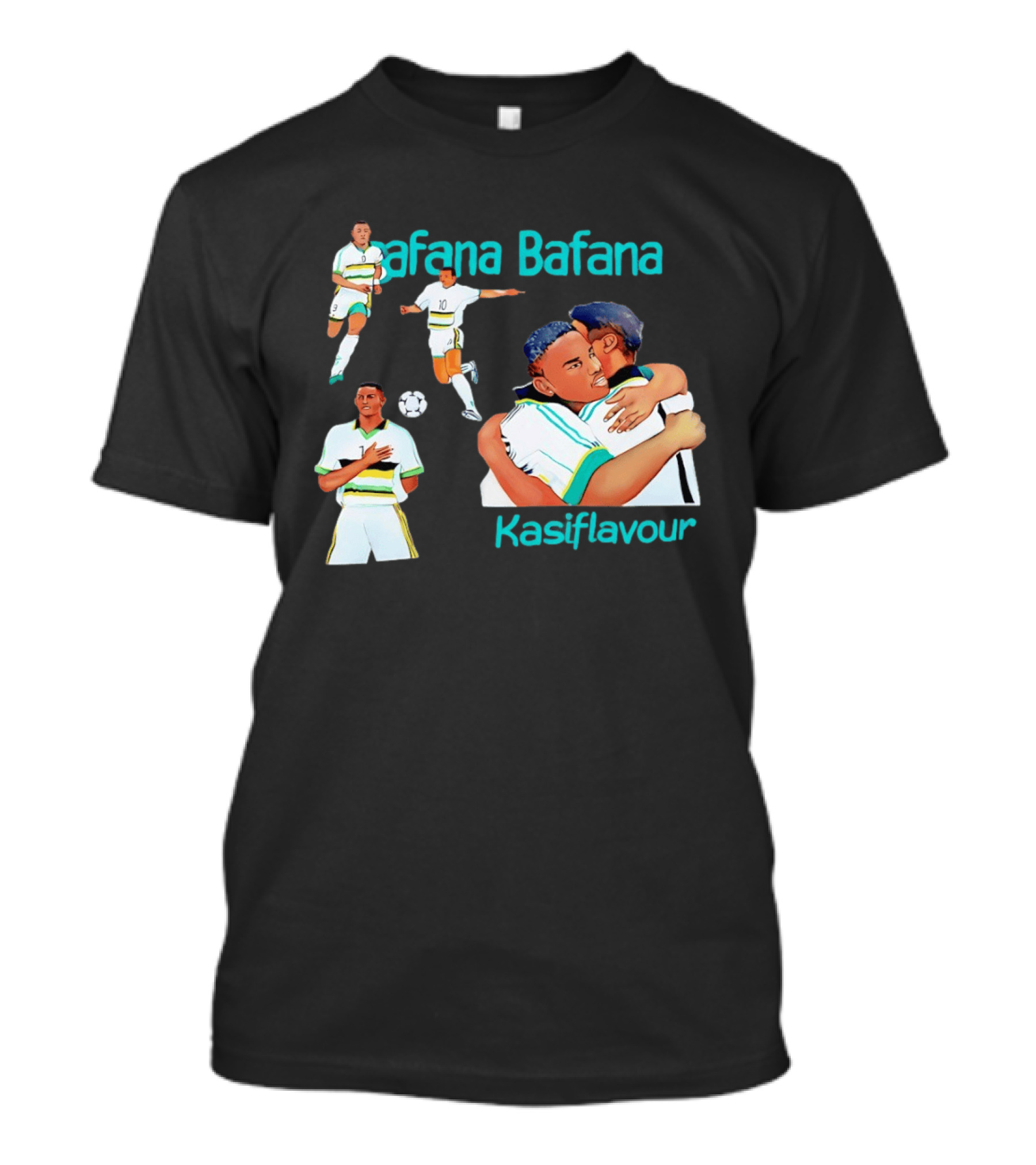 Bafana Bafana Kasi Flavour South African Football Players With Soccer Ball And Embrace T-Shirt