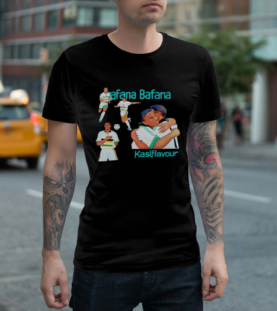 Bafana Bafana Kasi Flavour South African Football Players With Soccer Ball And Embrace T-Shirt