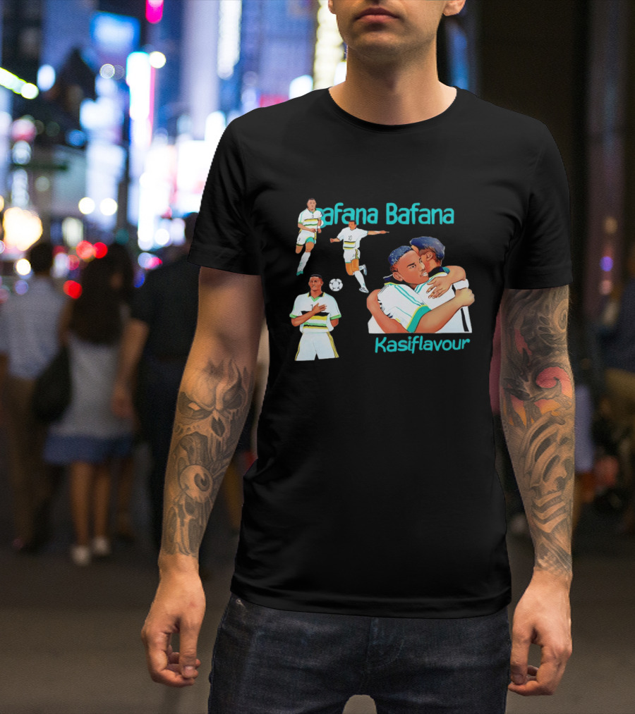 Bafana Bafana Kasi Flavour South African Football Players With Soccer Ball And Embrace T-Shirt