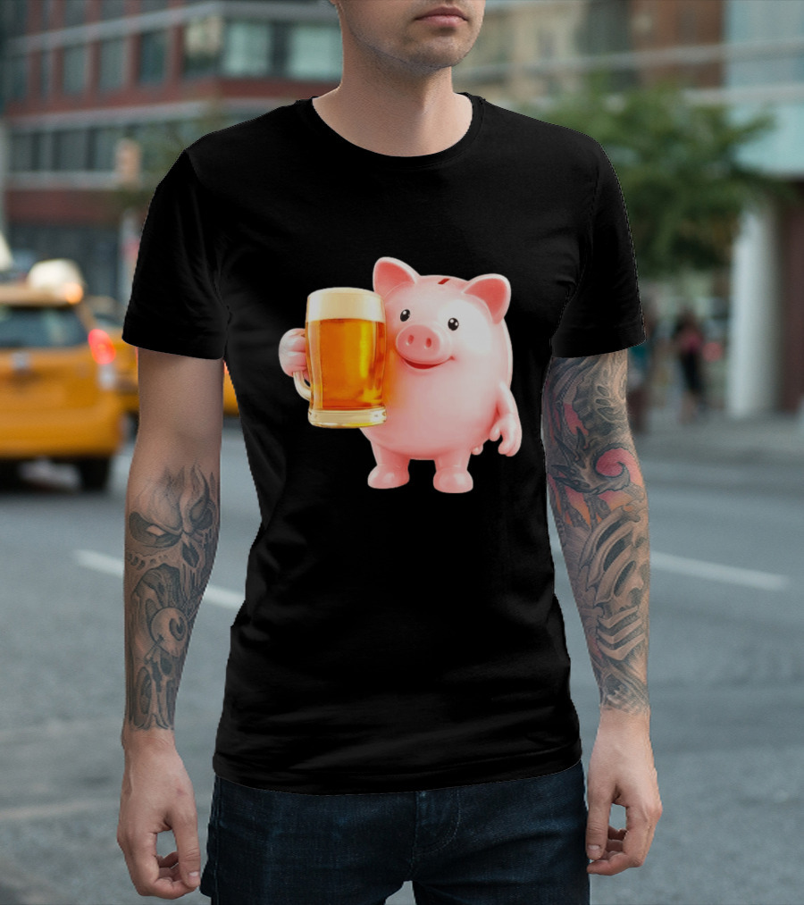 Piggy Bank With Beer Save Money Concept T-Shirt