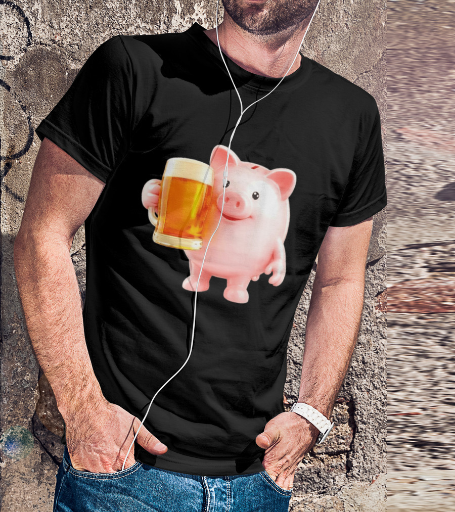 Piggy Bank With Beer Save Money Concept T-Shirt