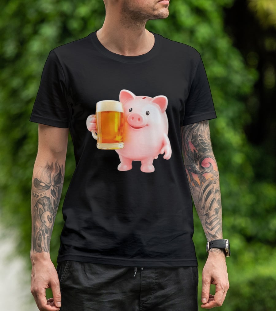 Piggy Bank With Beer Save Money Concept T-Shirt