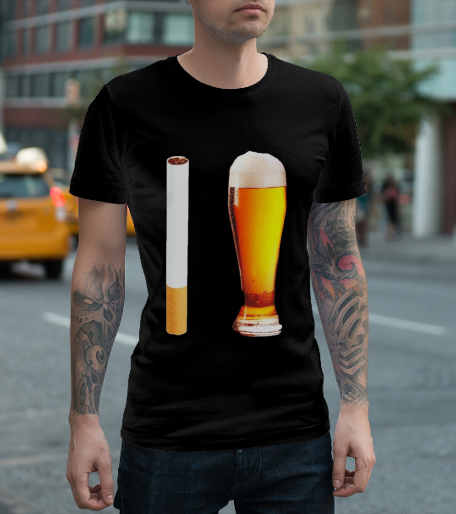 Cigarette And Beer Combo Classic Symbolic Pair T-Shirt