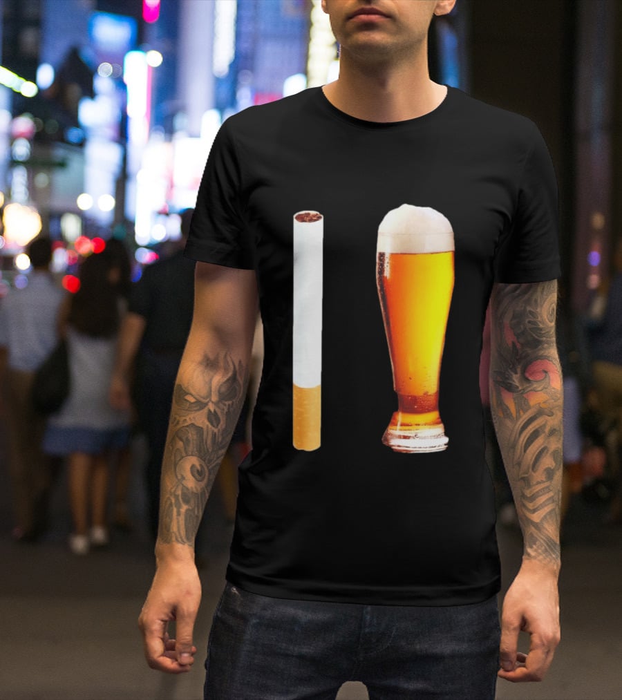 Cigarette And Beer Combo Classic Symbolic Pair T-Shirt