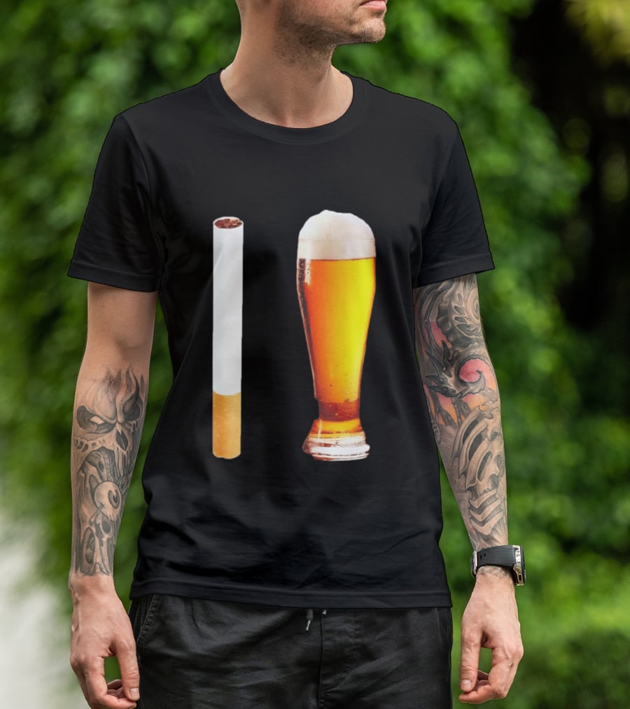 Cigarette And Beer Combo Classic Symbolic Pair T-Shirt