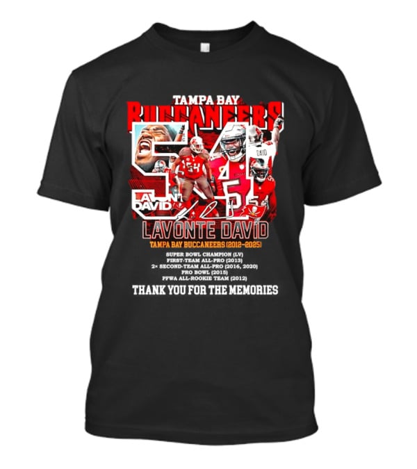 Lavonte David Tampa Bay Buccaneers 54 Thank You For The Memories 2012 2025 T-Shirt