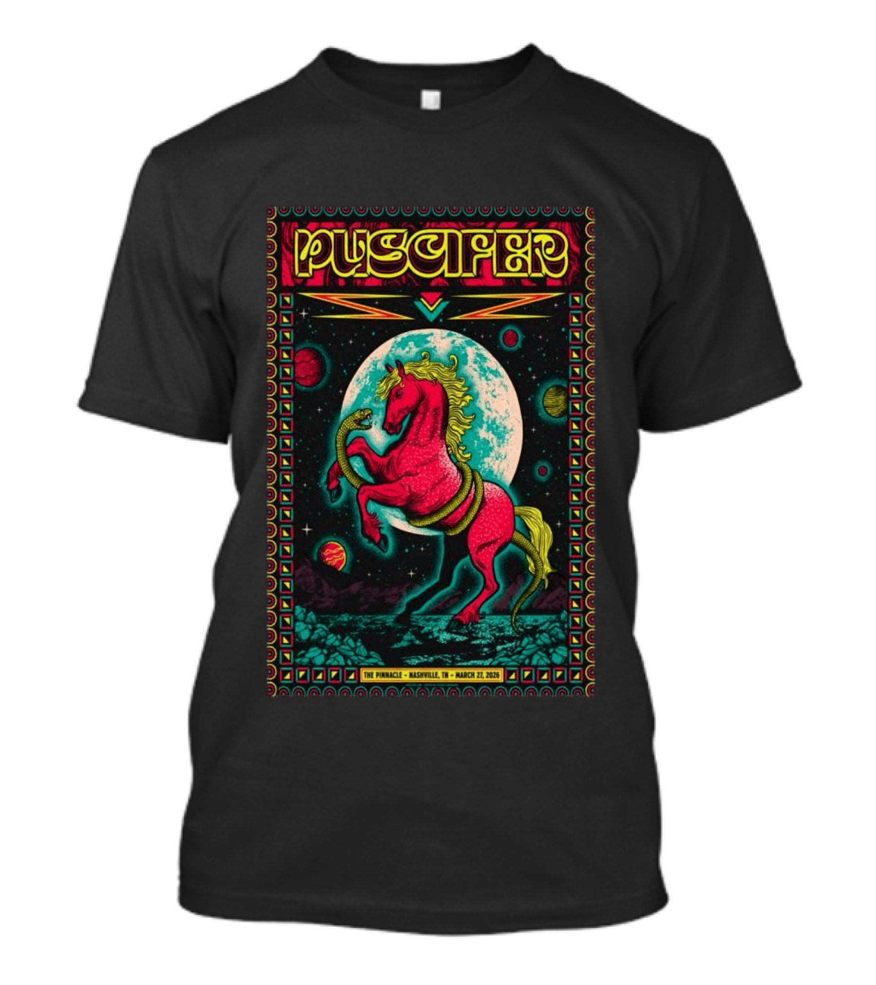 Puscifer The Pinnacle Nashville TN March 27 2026 Psychedelic Unicorn Snake Moon Planets T-Shirt