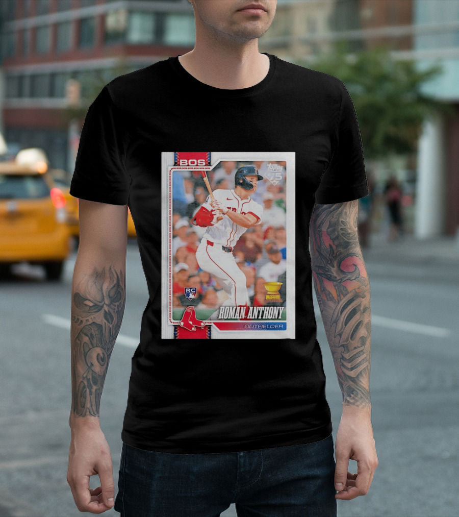 Roman Anthony Boston Red Sox Rookie Card Outfielder Topps 75th Anniversary T-Shirt