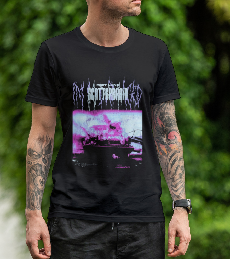 Scatterbrain 2026 Fast Lane Burning Car T-Shirt