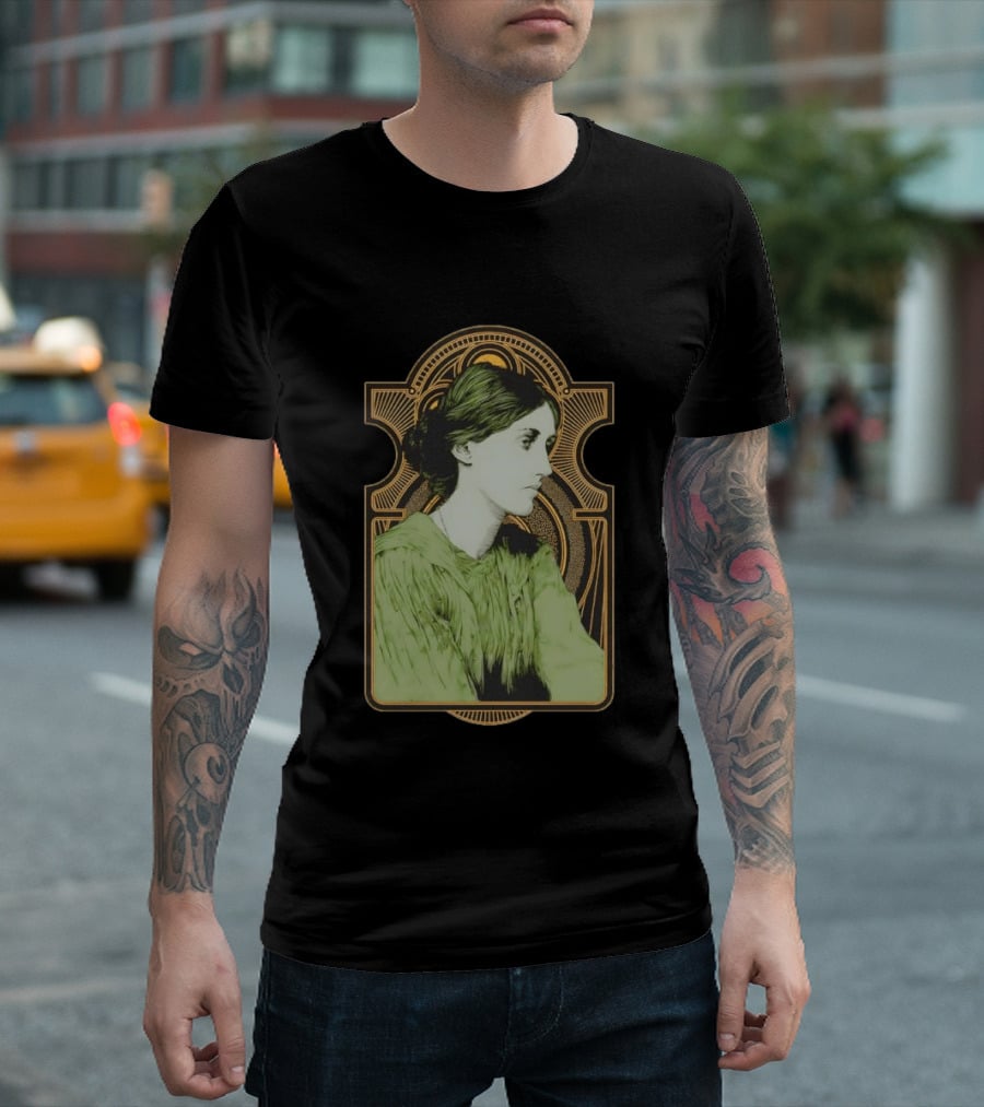 Virginia Woolf Nouveau Art Deco Style Green Dress T-Shirt
