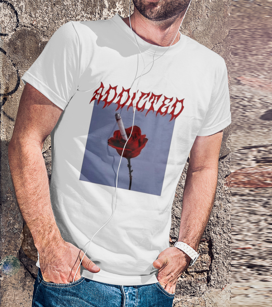 Addicted Smoking Roses Metal Aesthetic T-Shirt