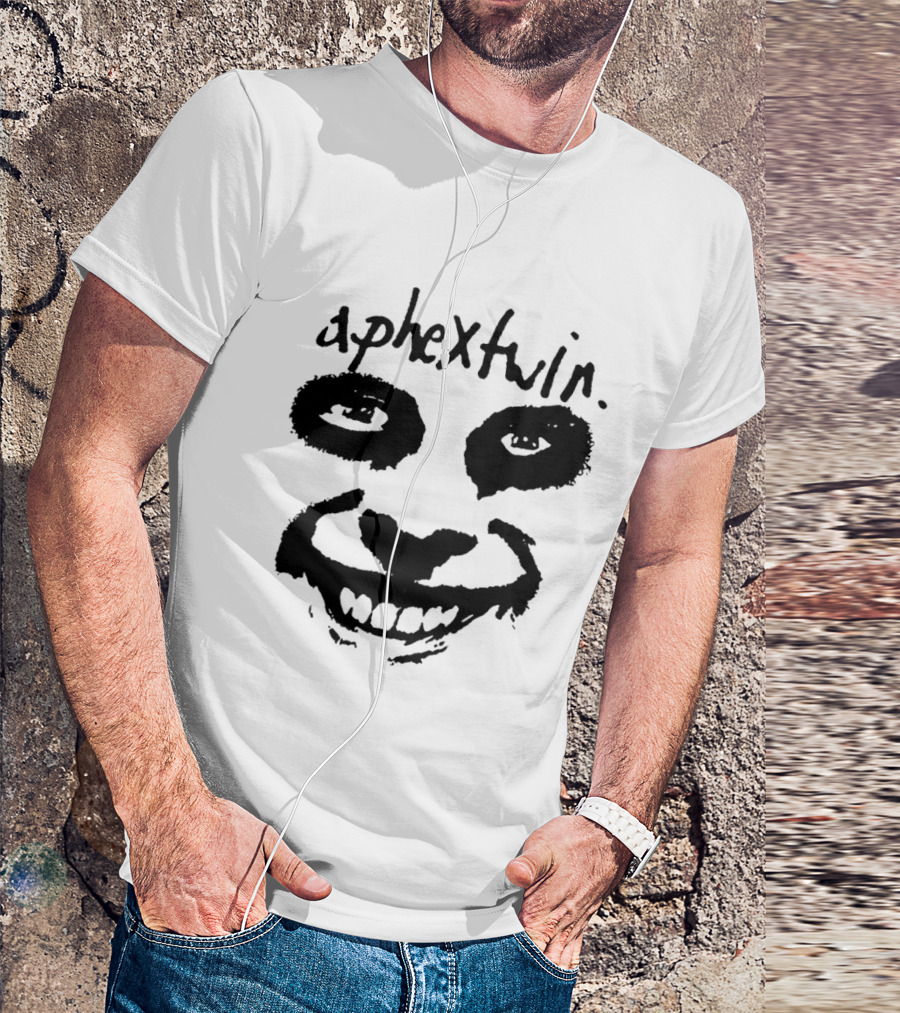 Aphex Twin Handwritten Logo With Distorted Face T-Shirt