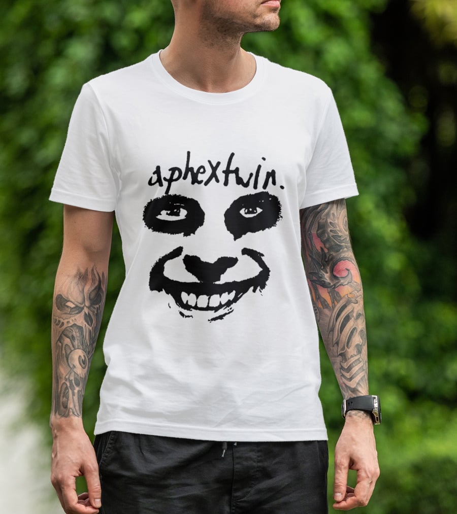 Aphex Twin Handwritten Logo With Distorted Face T-Shirt