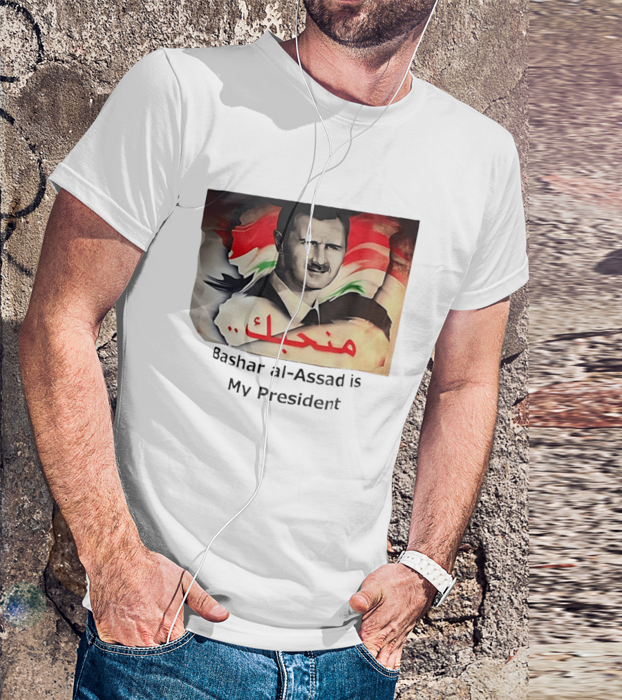Bashar Al Assad Portrait With Syrian Flag T-Shirt