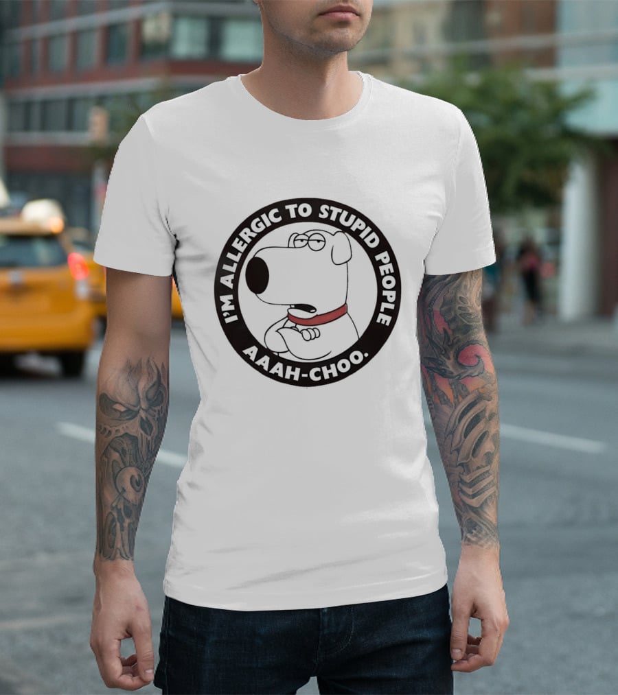 I'm Allergic To Stupid People Aaah Choo Red Collar Dog T-Shirt