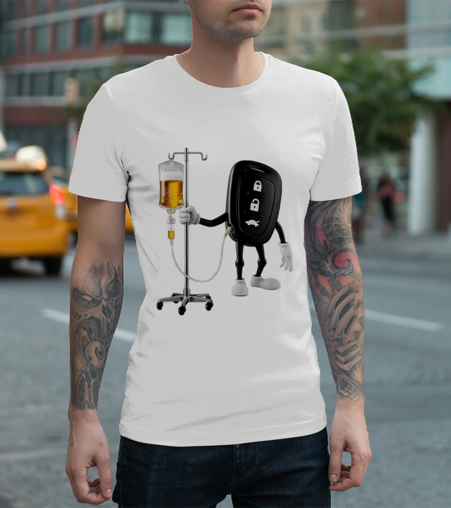 Car Keys With IV Beer Do Not Drink Alcohol When Driving Warning T-Shirt
