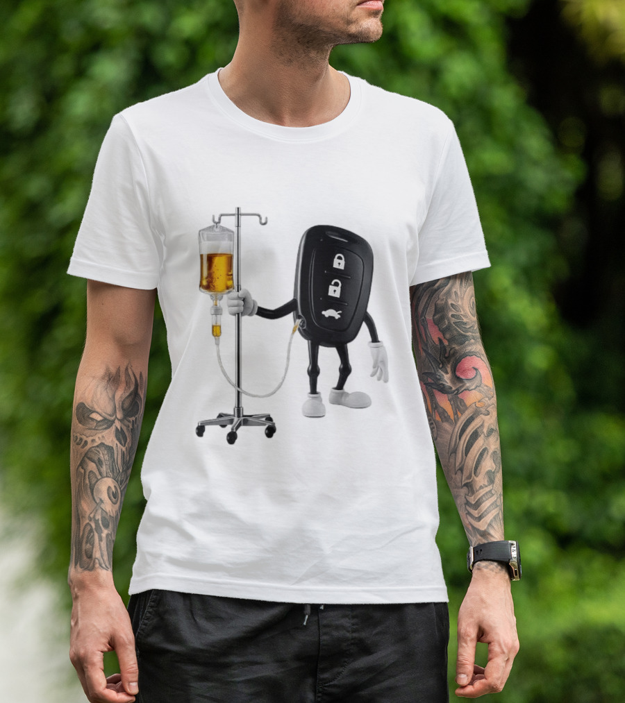 Car Keys With IV Beer Do Not Drink Alcohol When Driving Warning T-Shirt