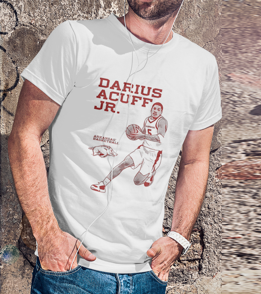 Darius Acuff Jr Arkansas Razorbacks Basketball Player Monochrome T-Shirt