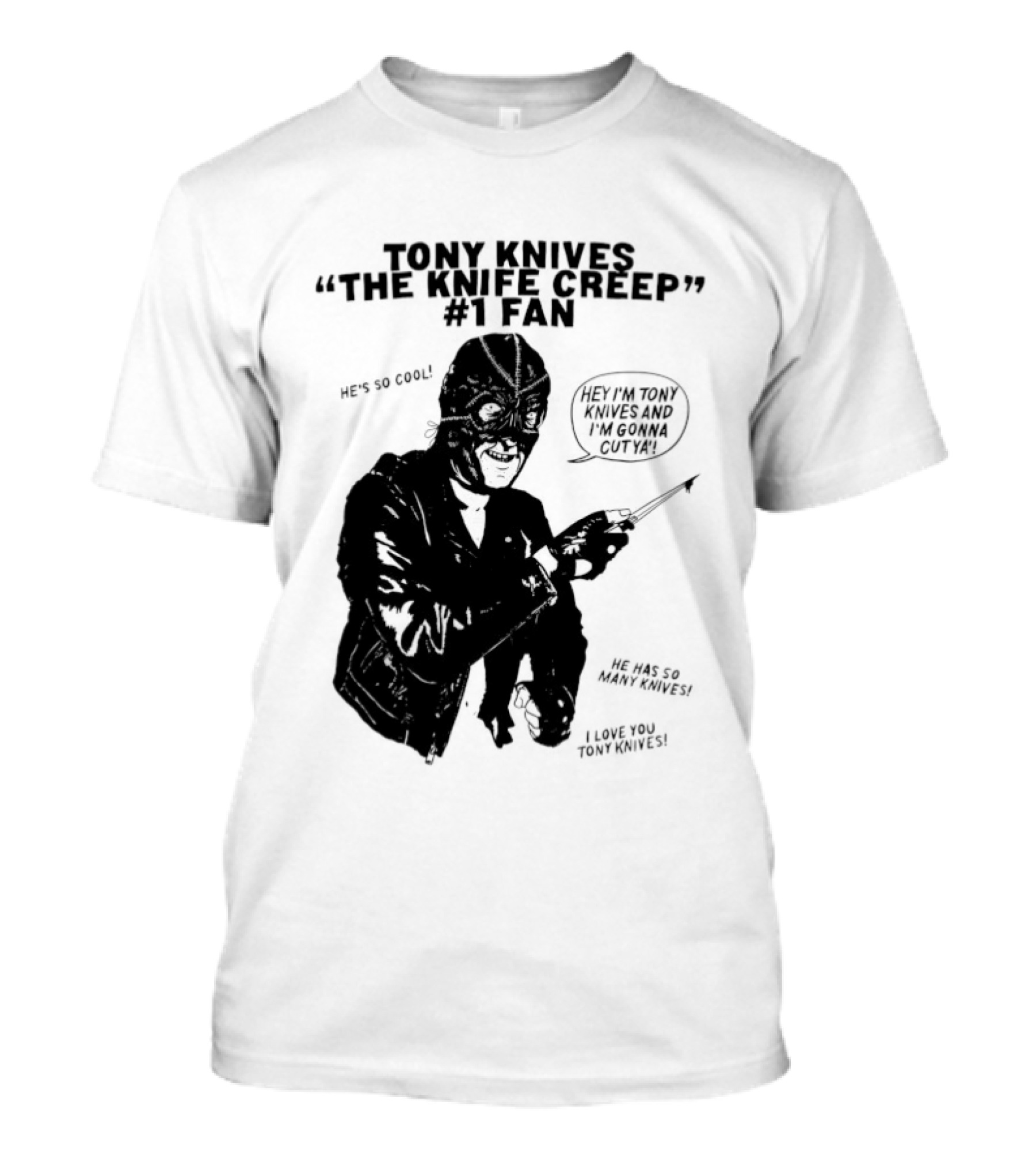 Tony Knives The Knife Creep Volume One Leather Jacket Mysterious True Crime Legendary Horror Movie Night Stalk Western Adventure T-Shirt