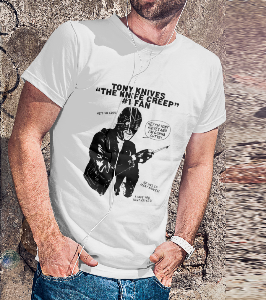 Tony Knives The Knife Creep Volume One Leather Jacket Mysterious True Crime Legendary Horror Movie Night Stalk Western Adventure T-Shirt