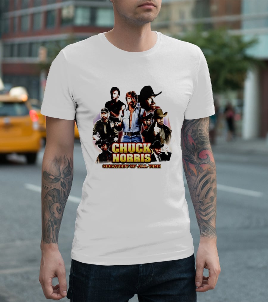 Chuck Norris Greatest Of All Time Retro Collage T-Shirt
