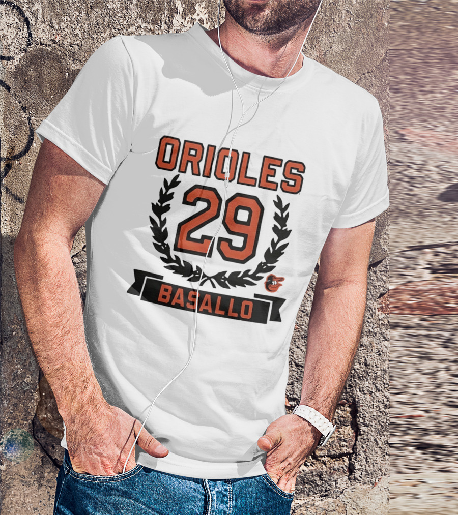 Orioles 29 Basallo Wreath Baltimore Baseball Rookie T-Shirt