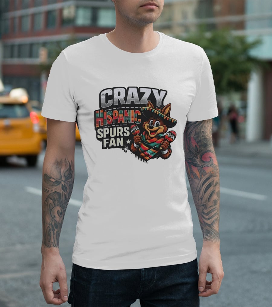 San Antonio Spurs Crazy Hispanic Spurs Fan Fiesta Coyote With Sombrero And Maracas T-Shirt