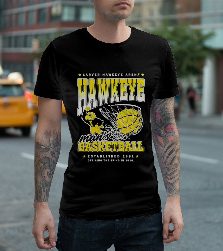 Carver Hawkeye Arena Man's Basketball Defining The Grind In 2023 Established 1901 T-Shirt