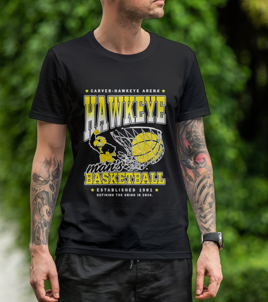 Carver Hawkeye Arena Man's Basketball Defining The Grind In 2023 Established 1901 T-Shirt