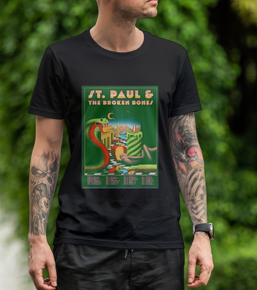 St Paul And The Broken Bones 2026 North America Tour Snake Candle Chessboard T-Shirt