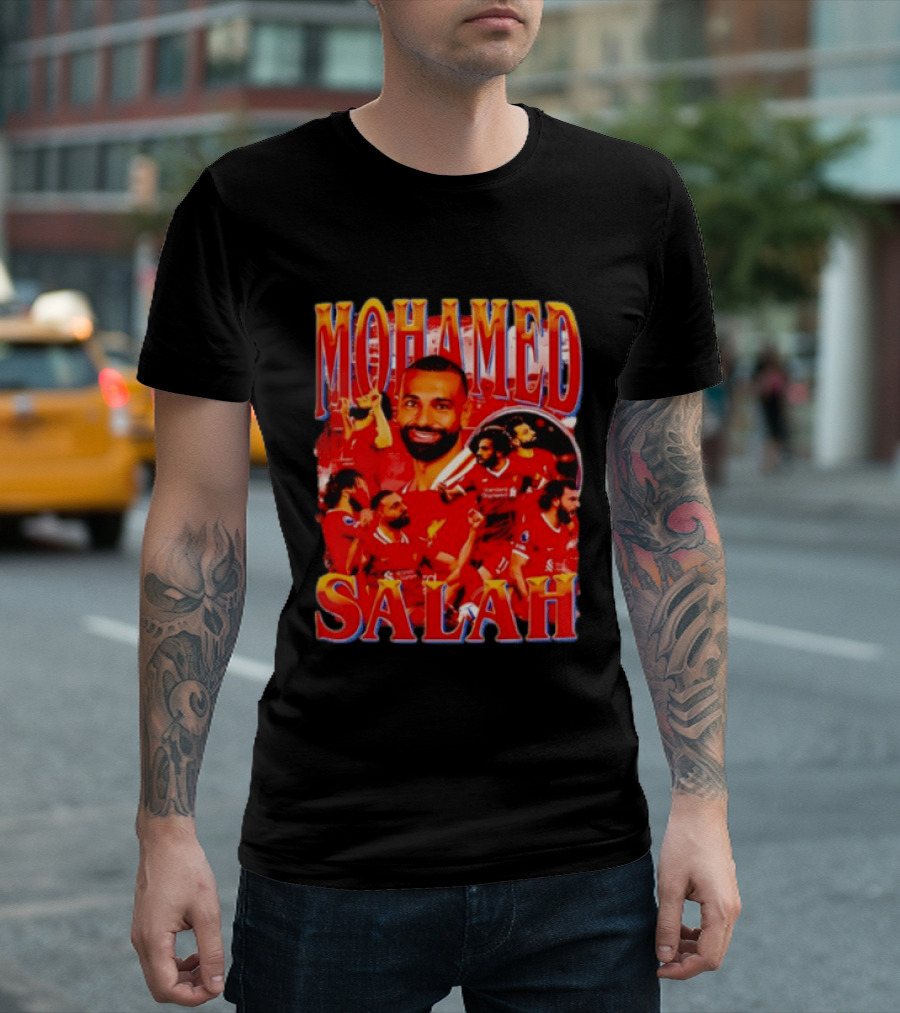 Mohamed Salah Liverpool Egyptian Football Star Celebratory Montage T-Shirt