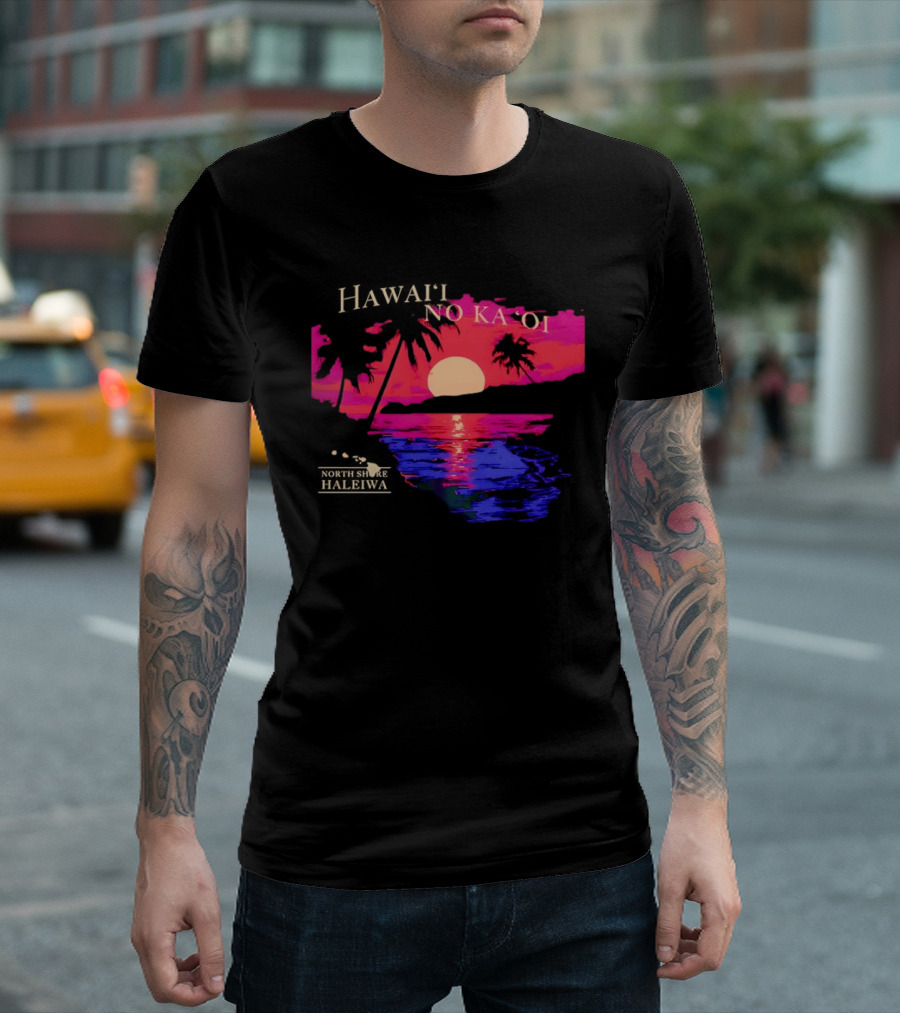 Hawai'i No Ka 'Oi Sunset Behind Mountains North Shore Haleiwa T-Shirt