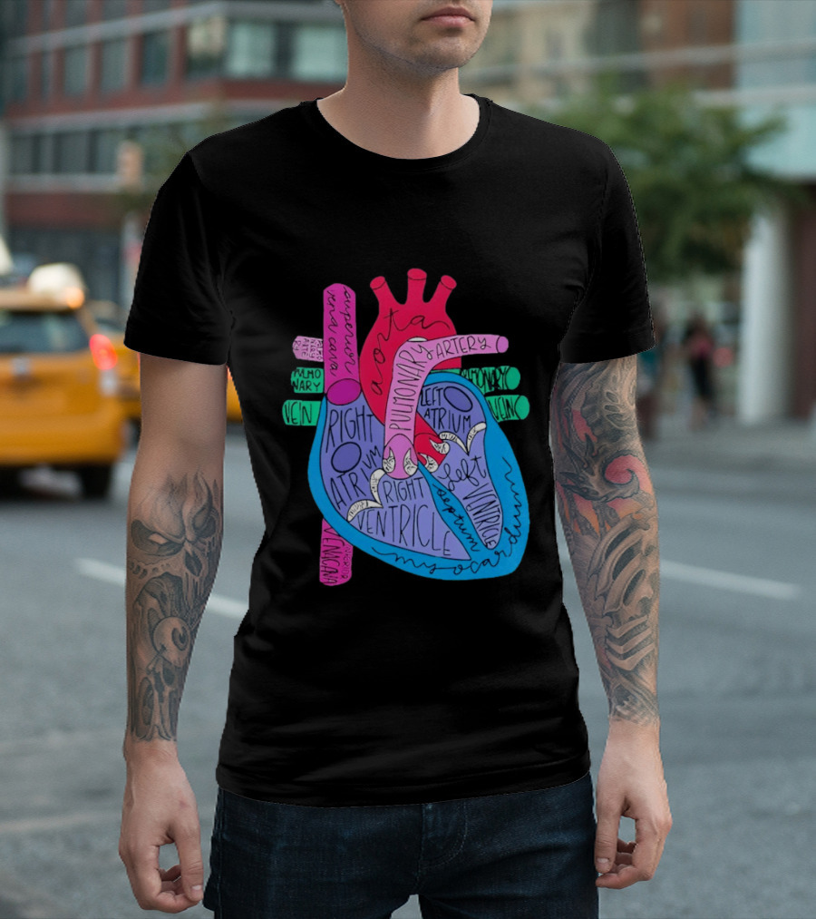 Heart Anatomy Aorta Pulmonary Artery Superior Vena Cava Right Atrium Ventricle Diagram T-Shirt