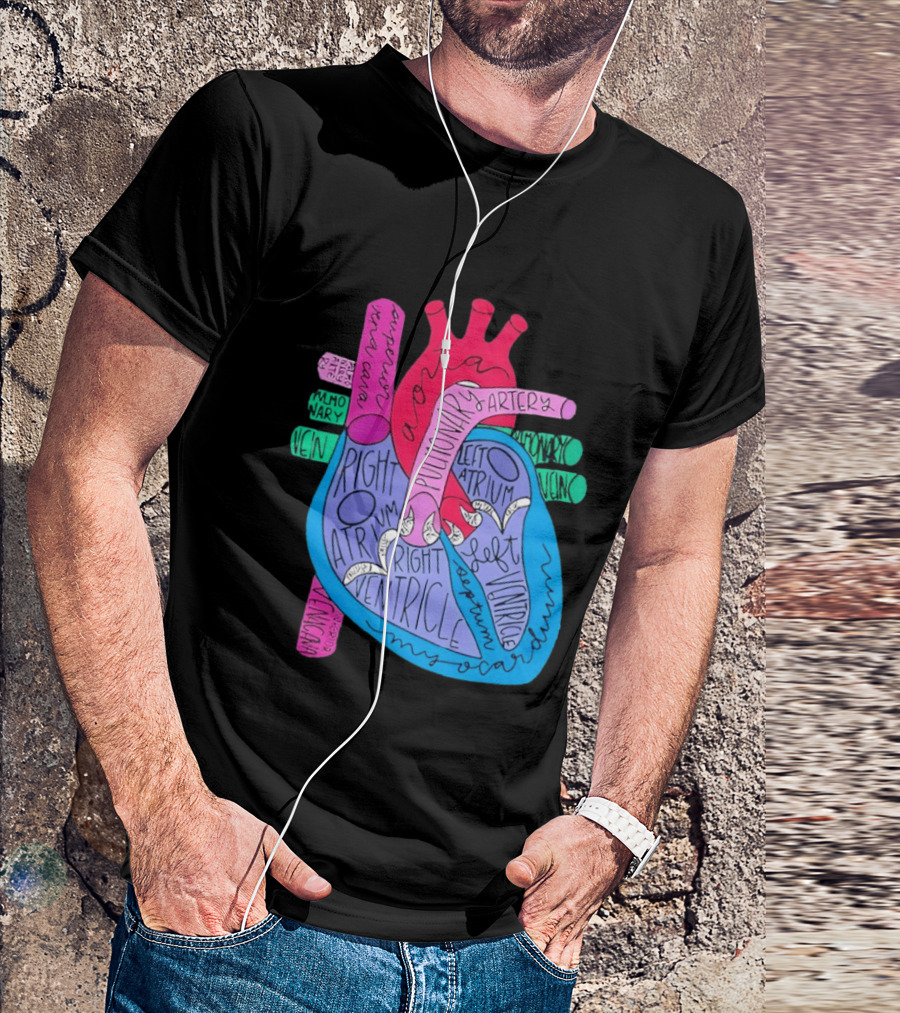 Heart Anatomy Aorta Pulmonary Artery Superior Vena Cava Right Atrium Ventricle Diagram T-Shirt
