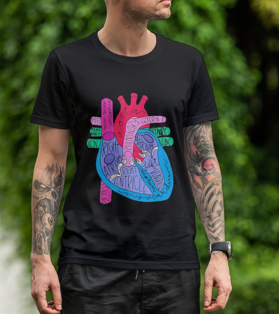 Heart Anatomy Aorta Pulmonary Artery Superior Vena Cava Right Atrium Ventricle Diagram T-Shirt