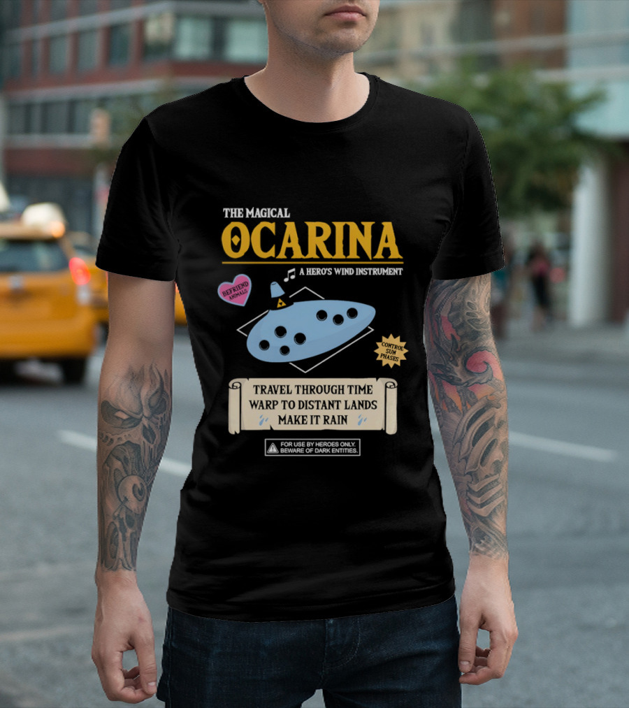 The Magical Ocarina A Hero's Wind Instrument Control Sun Phases Travel Through Time Warp To Distant Lands Make It Rain T-Shirt