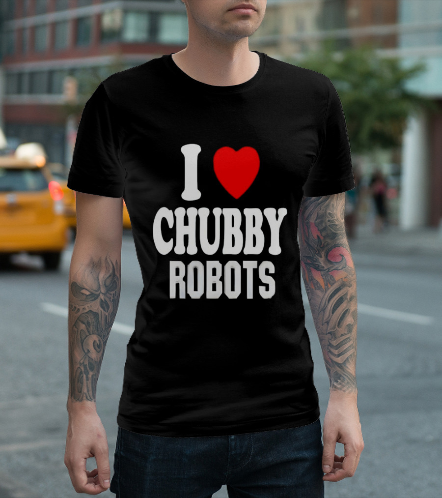I Love Heart Chubby Robots T-Shirt