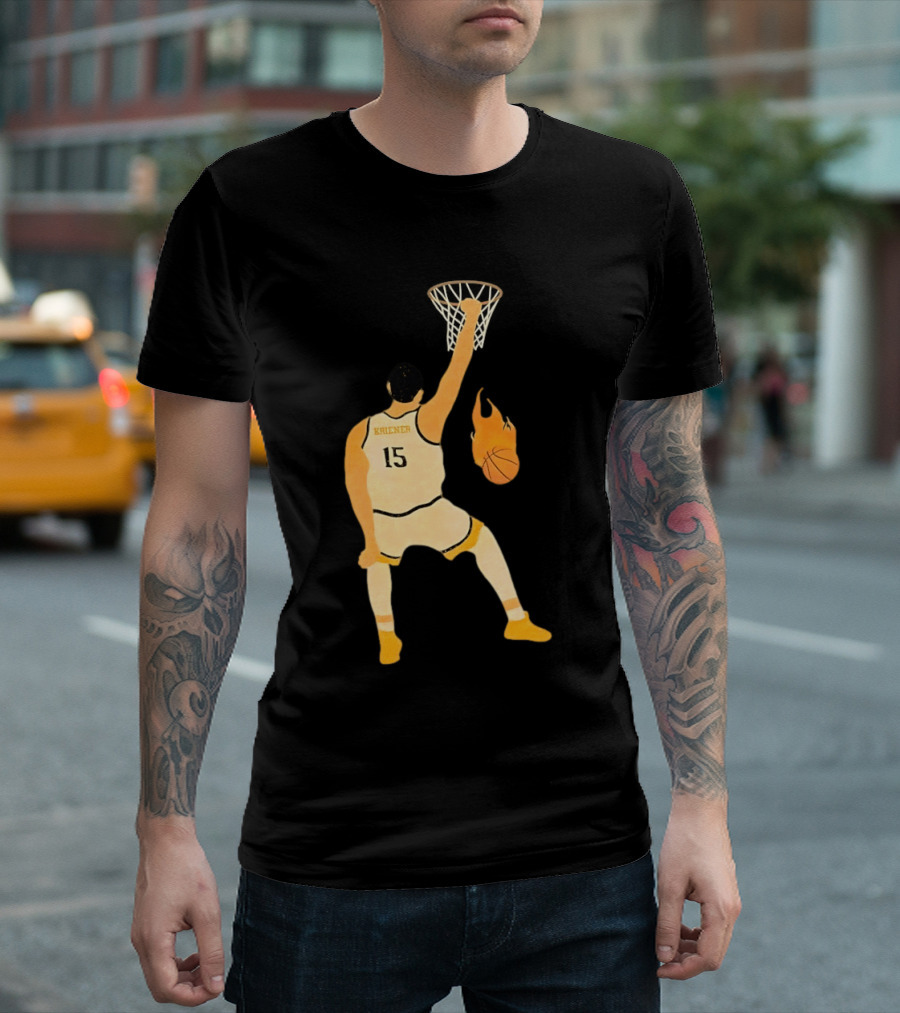 Nikola Jokic Denver Nuggets 15 Basketball Player Dunking Flame Ball T-Shirt