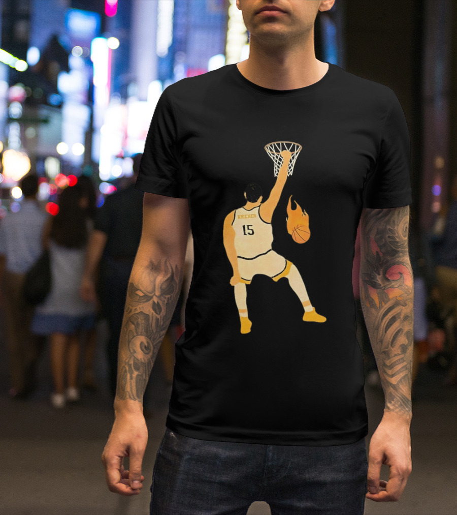 Nikola Jokic Denver Nuggets 15 Basketball Player Dunking Flame Ball T-Shirt