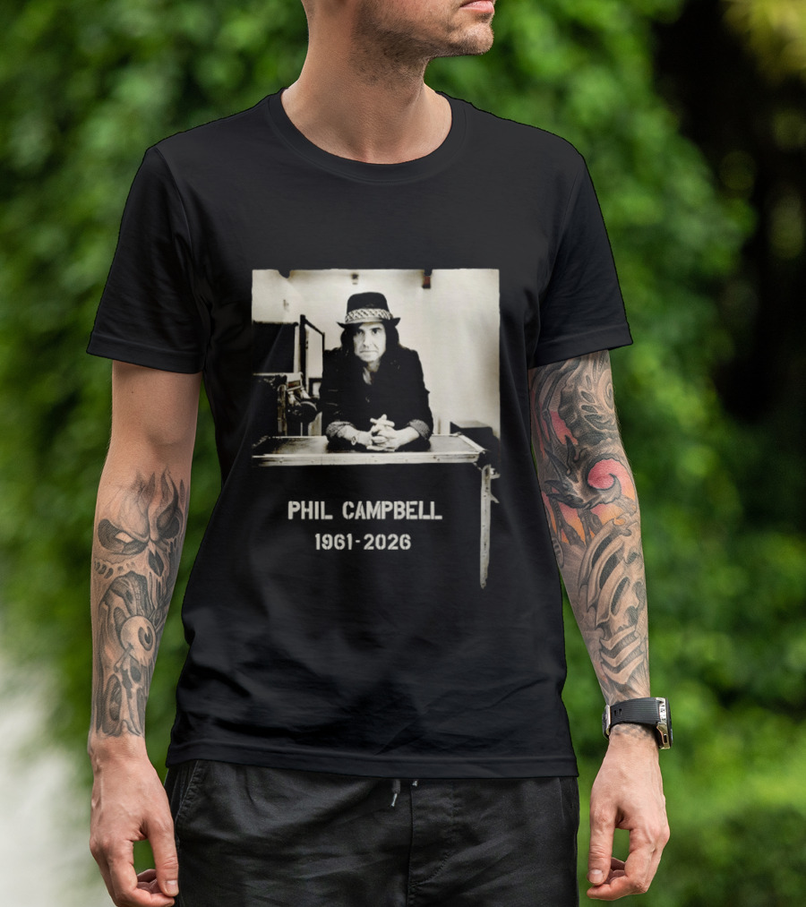 Phil Campbell 1961 2026 Retro Style Musician Hat Fashion T-Shirt