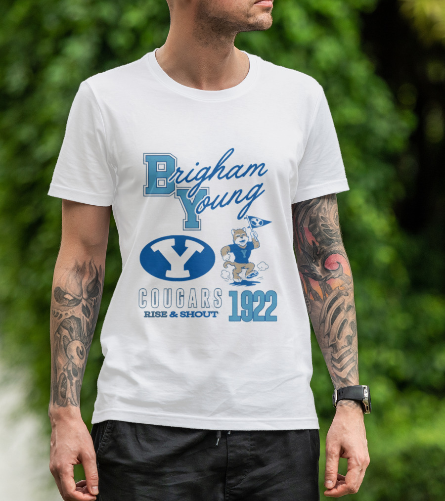 Brigham Young BYU Cougars Rise & Shout 1922 Flag Bearer T-Shirt