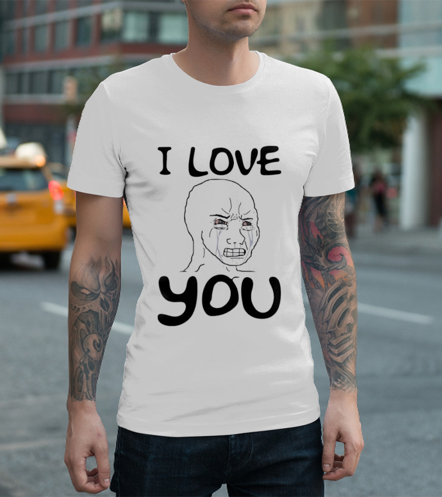Wojak Crying I Love You Meme T-Shirt