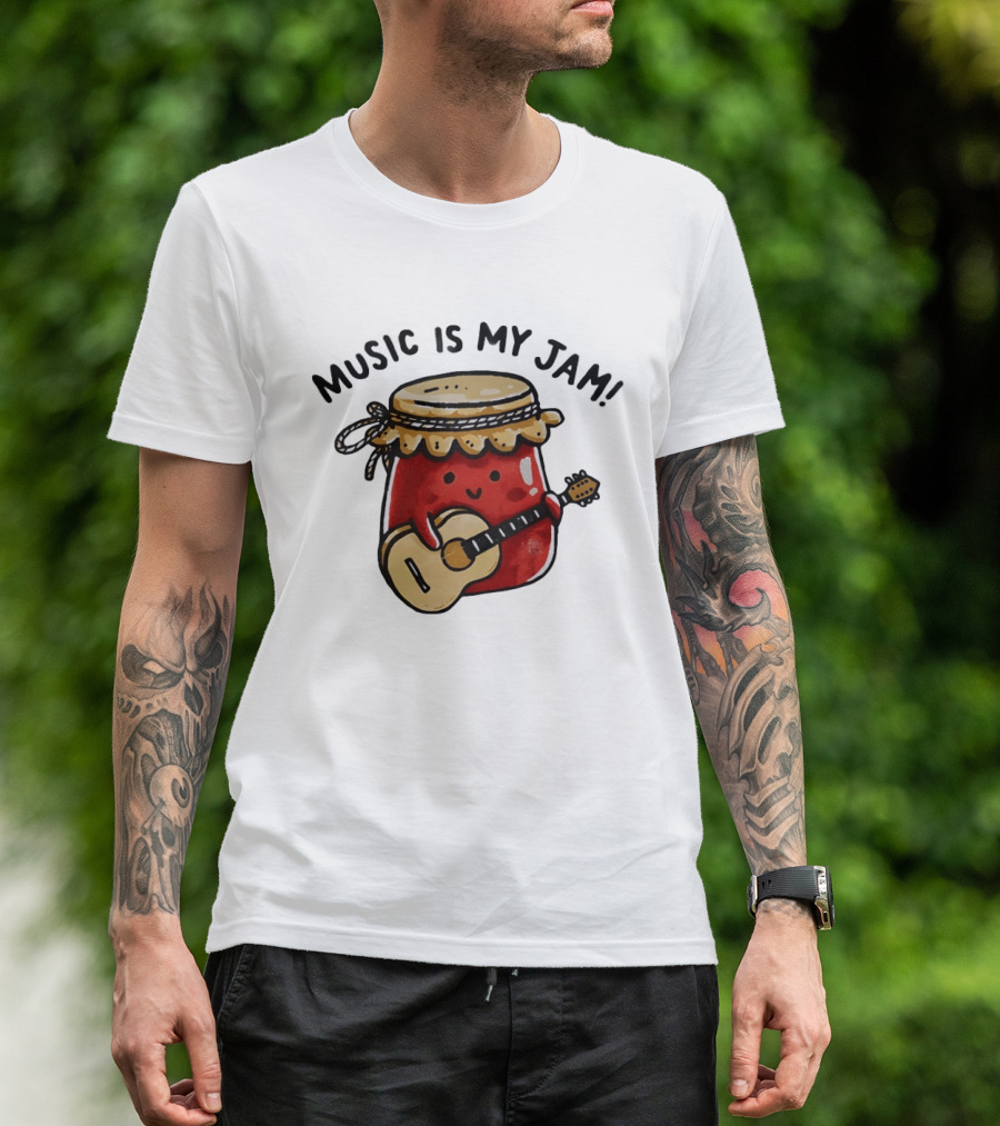Jar Of Jam Playing Guitar Music Is My Jam T-Shirt