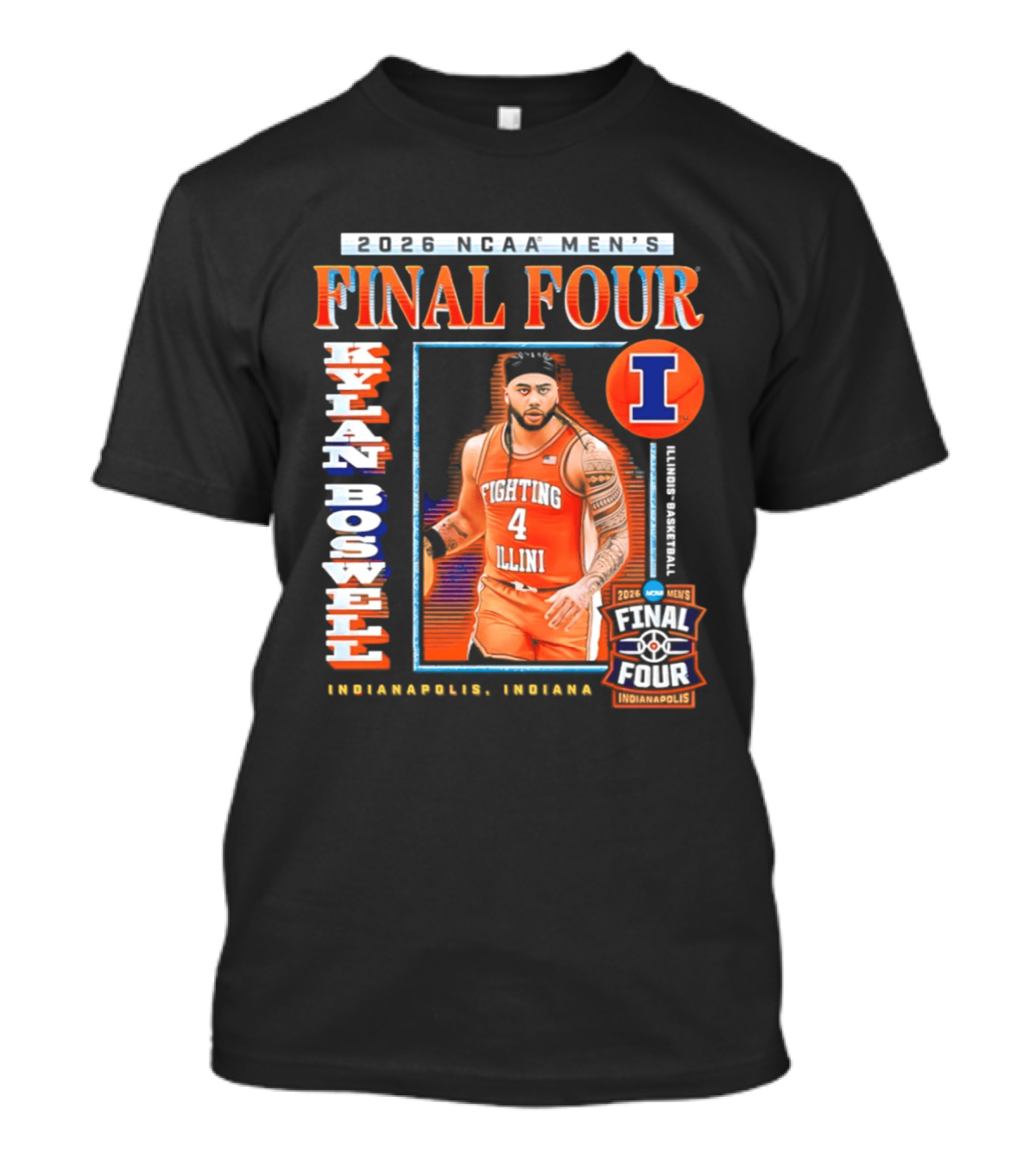 Kylan Boswell 2026 NCAA Men's Final Four Illinois Fighting Illini Basketball Indianapolis T-Shirt