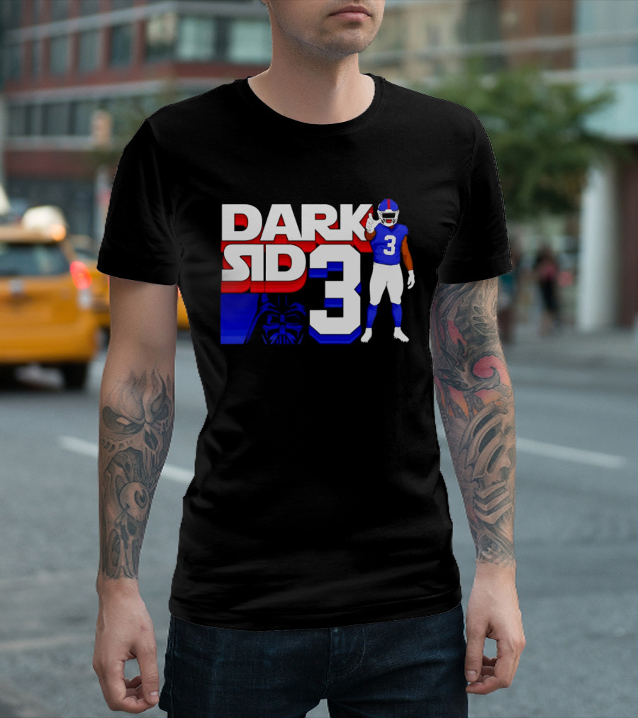 Darth Vader Star Wars Dark Side 3 New York Giants Football Player T-Shirt