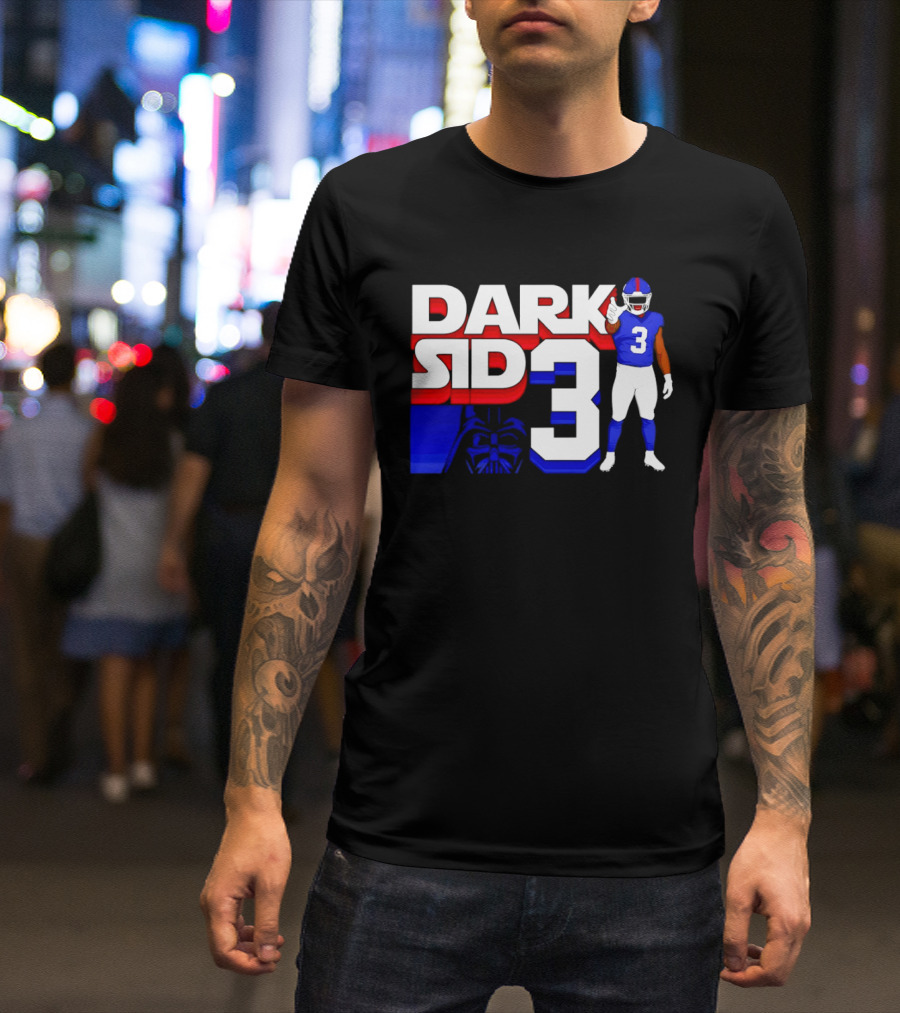 Darth Vader Star Wars Dark Side 3 New York Giants Football Player T-Shirt